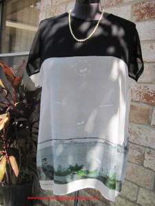 Black silk chiffon + silk scenic scarf = pretty tunic