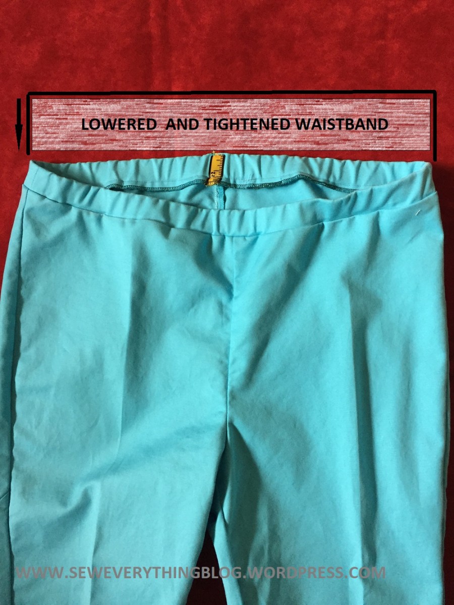 waist adjusted and lowered